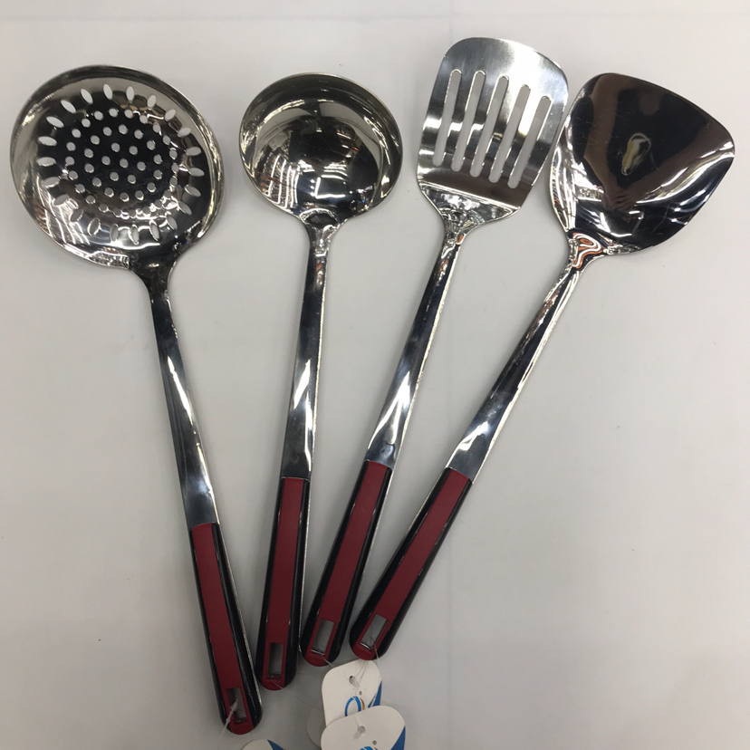 201 Stainless Steel Kitchenware Black and Red Square Hole Porridge Colander Spatula Long Tongue Drain Short Rice Spoon Customizable Logo 201 Stainless Steel Kitchenware Black and Red Square Hole Porridge Colander Spatula Long Tongue Drain Short Rice Spoon Customizable Logo