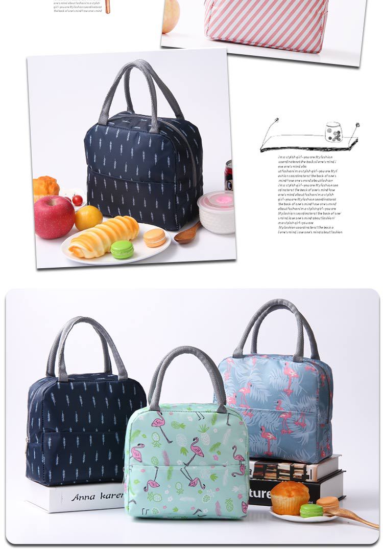 Creative New Printing Large Capacity Lunch Box Bag Insulated Bag Fresh-Keeping Aluminum Foil Outdoor Picnic Bag Portable Lunch Box Bag