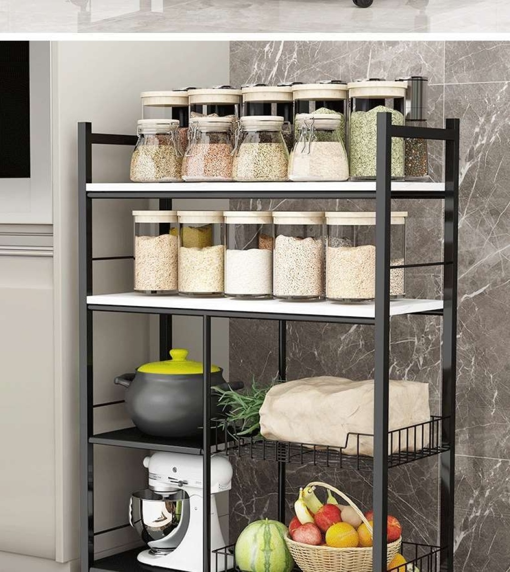 Kitchen shelf fruit and vegetable floor-to-floor multi-layer microwave oven storage rack storage pot oven basket Kitchen shelf fruit and vegetable floor-to-floor multi-layer microwave oven storage rack storage pot oven basket