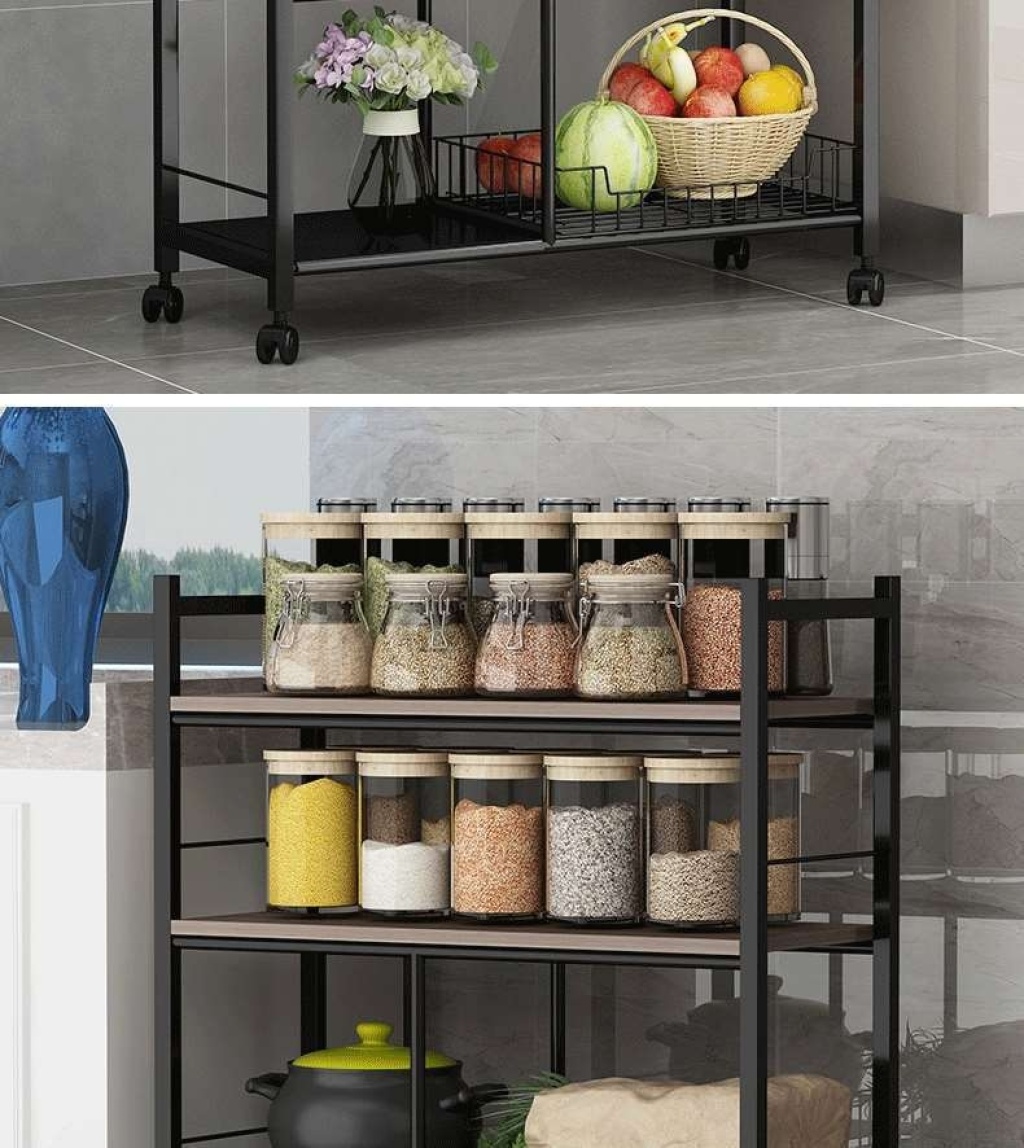 Kitchen shelf fruit and vegetable floor-to-floor multi-layer microwave oven storage rack storage pot oven basket Kitchen shelf fruit and vegetable floor-to-floor multi-layer microwave oven storage rack storage pot oven basket