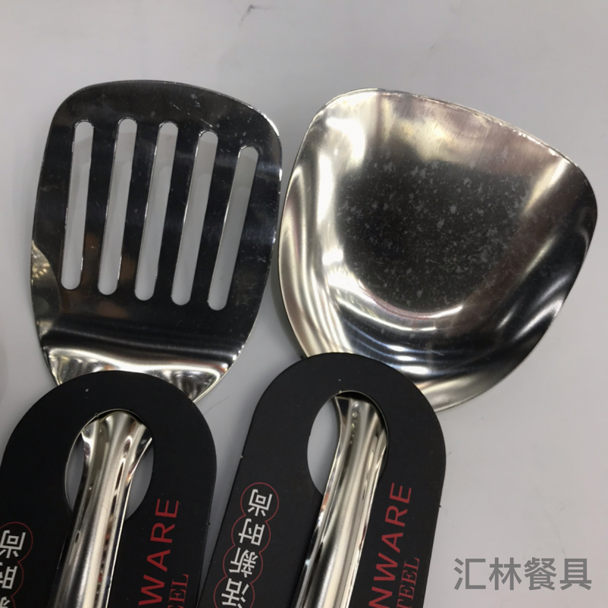 Stainless Steel Kitchenware Small Yellow Anti-Scald Handle Porridge Colander Spatula Flat Shovel Long Tongue Spoon Customizable Logo