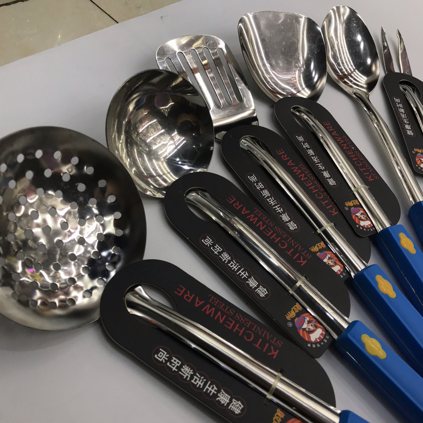 Stainless Steel Kitchenware Small Yellow Anti-Scald Handle Porridge Colander Spatula Flat Shovel Long Tongue Spoon Customizable Logo Stainless Steel Kitchenware Small Yellow Anti-Scald Handle Porridge Colander Spatula Flat Shovel Long Tongue Spoon Customizable Logo