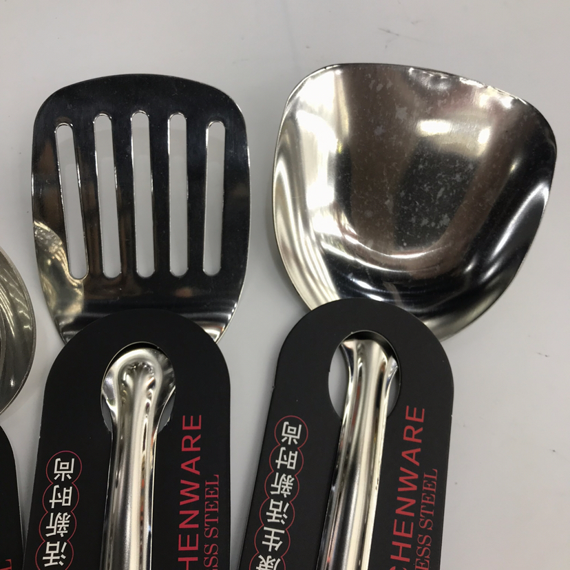 Stainless Steel Kitchenware 1.5cm Non-Magnetic Knight Handle Anti-Scald Porridge Colander Spatula Flat Shovel Long Tongue Spoon Can Be Customized Stainless Steel Kitchenware 1.5cm Non-Magnetic Knight Handle Anti-Scald Porridge Colander Spatula Flat Shovel Long Tongue Spoon Can Be Customized