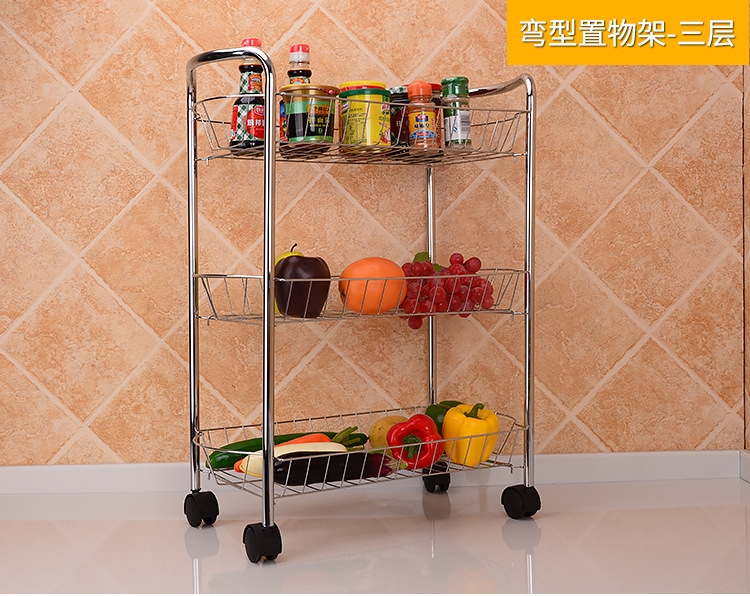 Kitchen cart rack three layers of vegetable storage rack four layers of household items sundry mobile storage rack