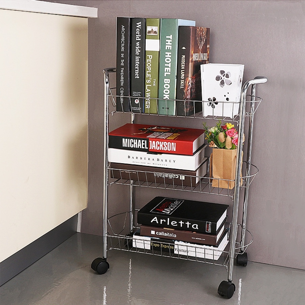 Kitchen cart rack three layers of vegetable storage rack four layers of household items sundry mobile storage rack
