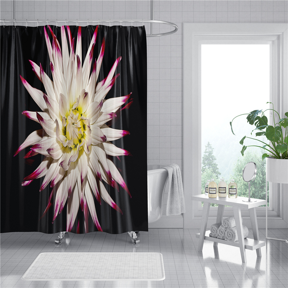 Flower Plant Digital Printing Shower Curtain Waterproof Shower Curtain Shower Curtain Bathroom Partition Curtain Cross-Border Shower Curtain Fabric Flower Plant Digital Printing Shower Curtain Waterproof Shower Curtain Shower Curtain Bathroom Partition Curtain Cross-Border Shower Curtain Fabric