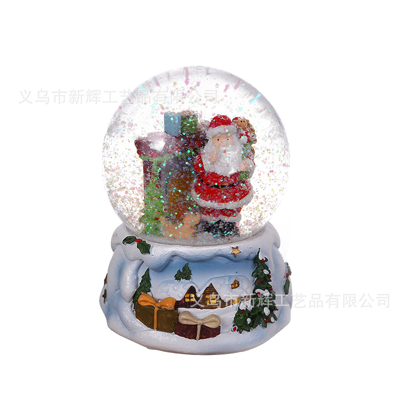 Resin Crafts 100mm Santa Claus Glass Crystal Ball with Rotating Snowflake with Light Music