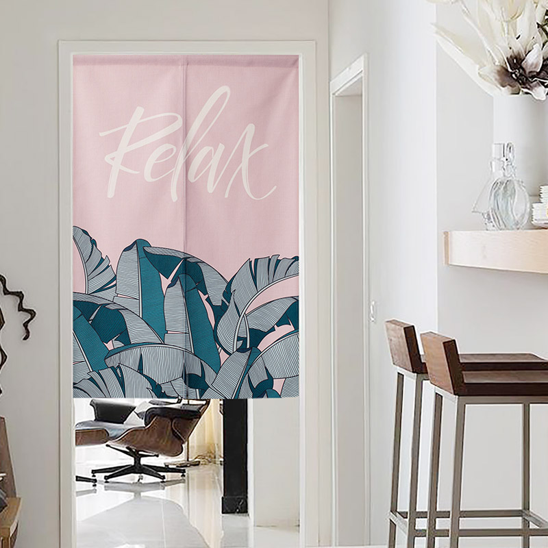 Nordic Fabric Door Curtain and Partition Curtain Household Bedroom Kitchen Cover Cloth Curtain Toilet Half Curtain Punch-Free