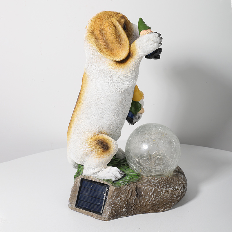 Domestic Ornaments Wholesale Cross-Border New Independent Station Crystal Ball Resin Crafts American Puppy Eating Elf Domestic Ornaments Wholesale Cross-Border New Independent Station Crystal Ball Resin Crafts American Puppy Eating Elf