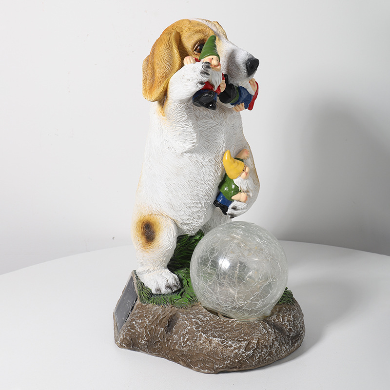 Domestic Ornaments Wholesale Cross-Border New Independent Station Crystal Ball Resin Crafts American Puppy Eating Elf Domestic Ornaments Wholesale Cross-Border New Independent Station Crystal Ball Resin Crafts American Puppy Eating Elf
