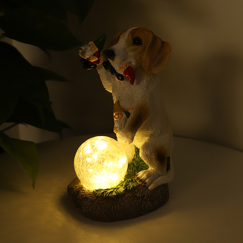 Domestic Ornaments Wholesale Cross-Border New Independent Station Crystal Ball Resin Crafts American Puppy Eating Elf Domestic Ornaments Wholesale Cross-Border New Independent Station Crystal Ball Resin Crafts American Puppy Eating Elf