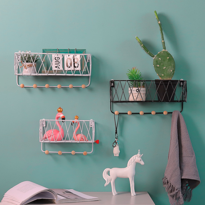 Nordic Creative Wall Hook Storage Rack Home Wall Decorative Creative Multi-Functional Partition Iron Storage Rack