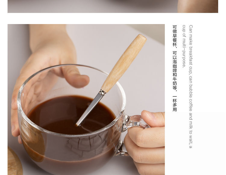 Household Children's Milk Cup Milk Powder Covered Handle Breakfast Transparent Straw Glass Cup Microwaveable Heating Household Children's Milk Cup Milk Powder Covered Handle Breakfast Transparent Straw Glass Cup Microwaveable Heating