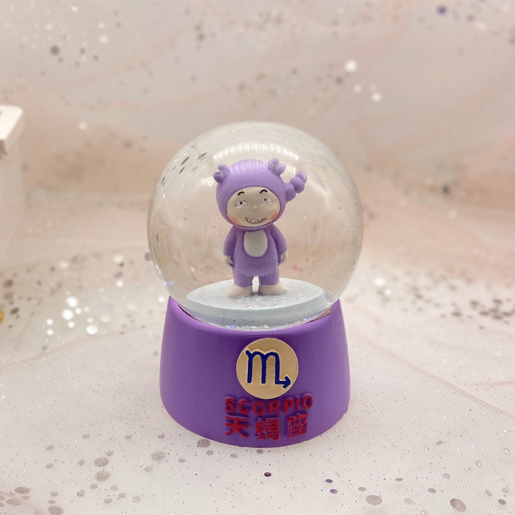 New 12 Constellation Naughty Doll Small Colorful Flash Light Resin Crystal Ball Decoration 65mm Gifts &amp; Crafts