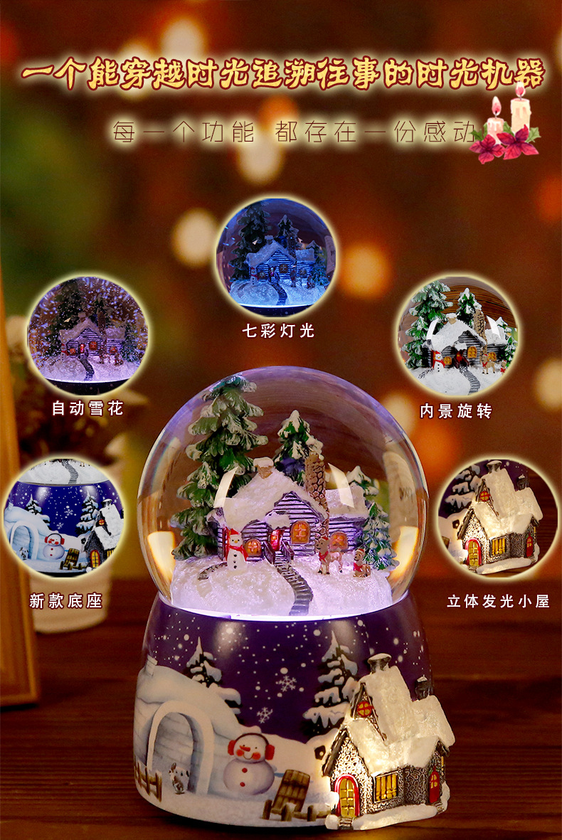 Crystal Ball Music Box Glowing Snow Christmas Gift Music Box Bluetooth Speaker Gift Resin Crafts Crystal Ball Music Box Glowing Snow Christmas Gift Music Box Bluetooth Speaker Gift Resin Crafts
