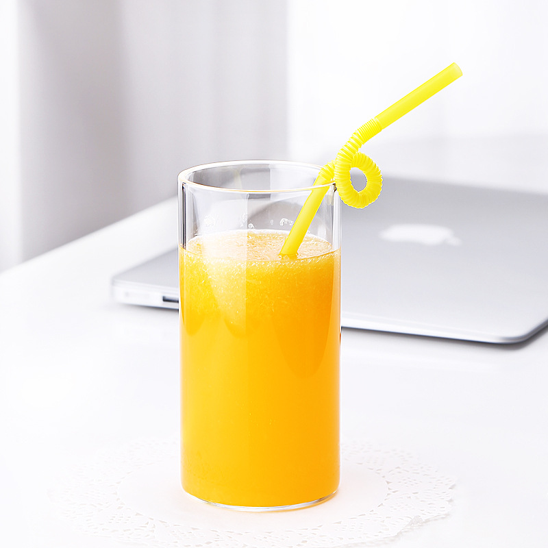 Borosilicate Glass Cup Water Cup Tea Cup Transparent and Creative Milk Cup Straight Glass Cup Tea Cup Ins Style