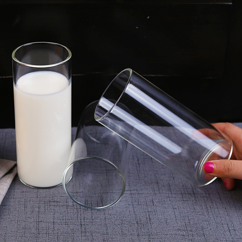 Borosilicate Glass Cup Water Cup Tea Cup Transparent and Creative Milk Cup Straight Glass Cup Tea Cup Ins Style