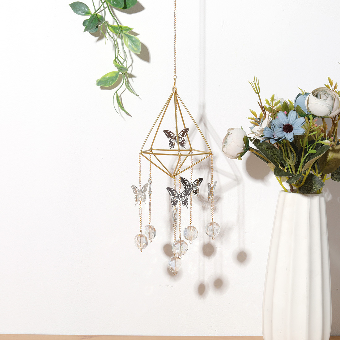Golden Air Frame SUNFLOWER Butterfly Lighting Pendant Crystal Pendant Gardening AB Color DIYCrystal Crafts
