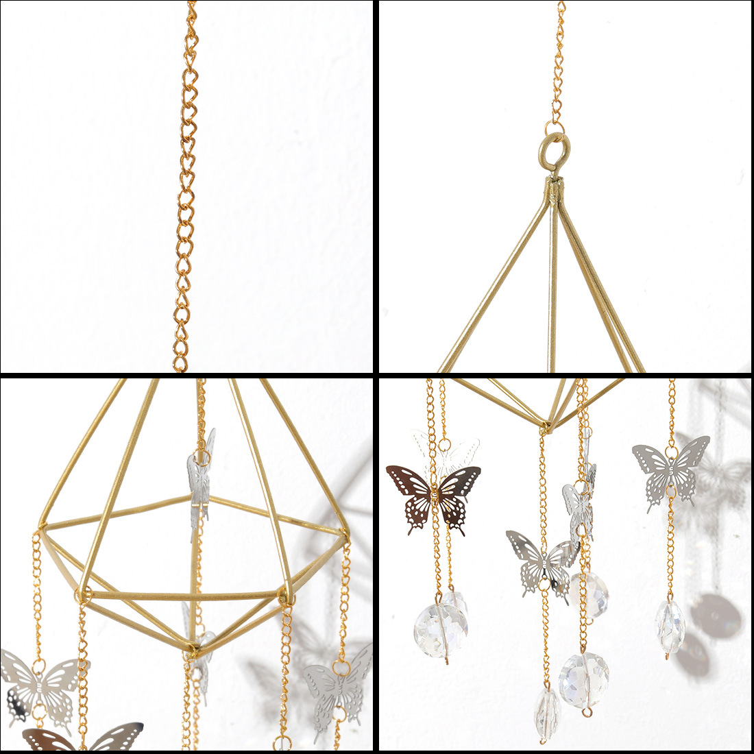 Golden Air Frame SUNFLOWER Butterfly Lighting Pendant Crystal Pendant Gardening AB Color DIYCrystal Crafts
