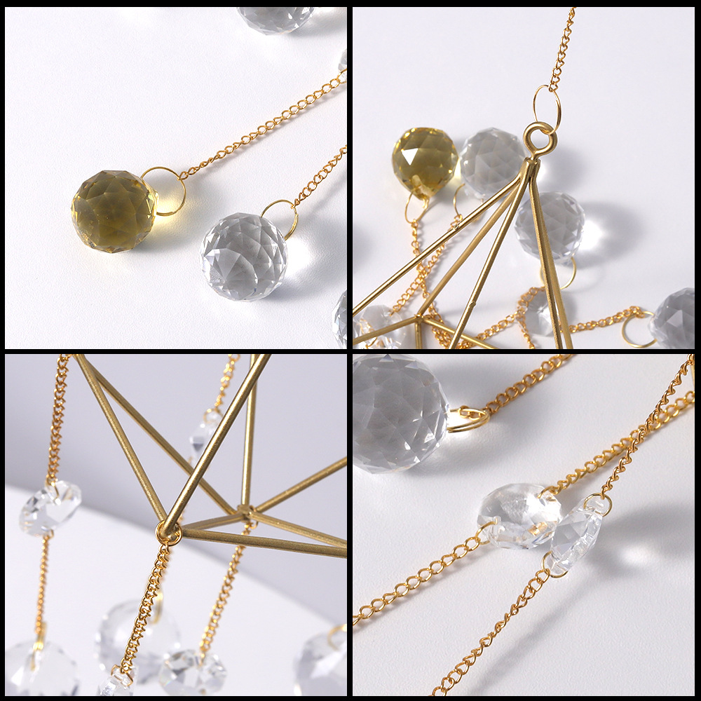 Golden Air Frame SUNFLOWER Butterfly Lighting Pendant Crystal Pendant Gardening AB Color DIYCrystal Crafts