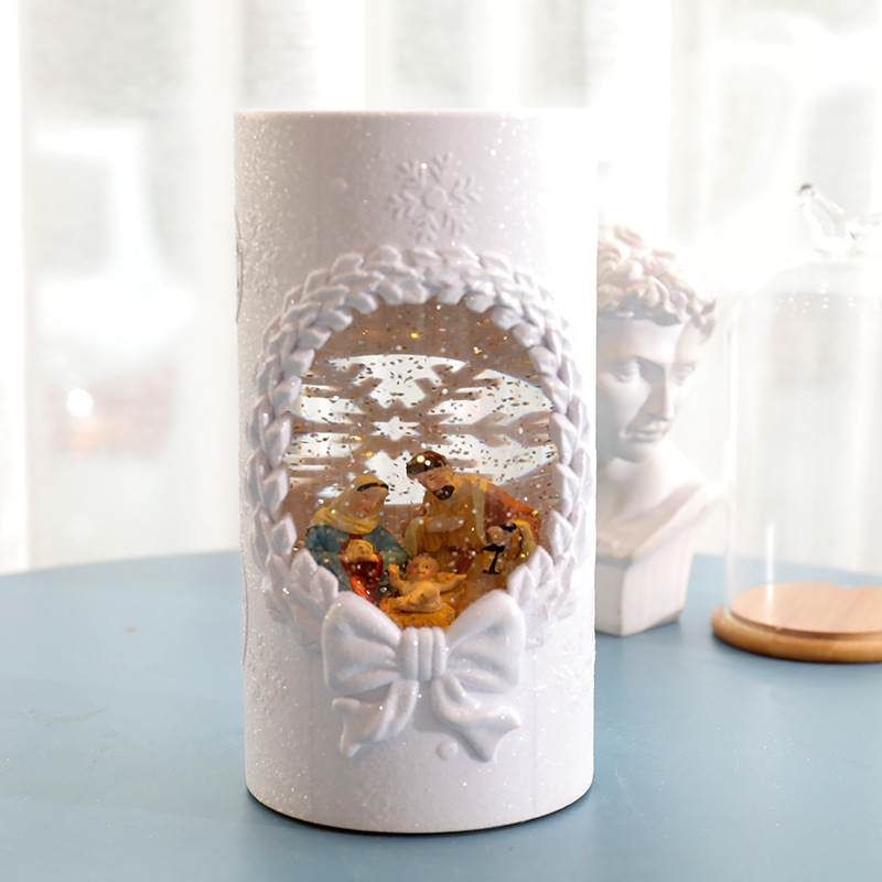 Cylindrical Wax Crafts Night Light Warm Home Novel Gift Crystal Candle Christmas Gift
