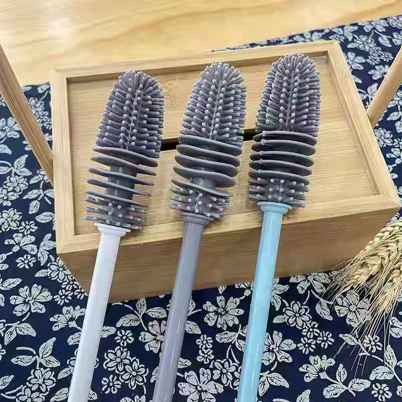Long Handle Silicone Cup Brush Artifact Household Kitchen Cleaning Baby Bottle Brush Glass Cup Insulated Mug Brush Department Store Wholesale