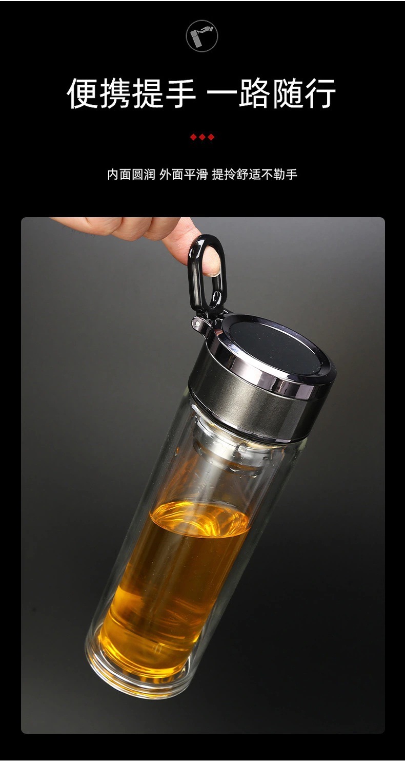 Temperature Display Smart Glass Cup Ins Style Creative Double Layer Transparent Large Capacity Water Cup Gift Cup Printed Logo Temperature Display Smart Glass Cup Ins Style Creative Double Layer Transparent Large Capacity Water Cup Gift Cup Printed Logo