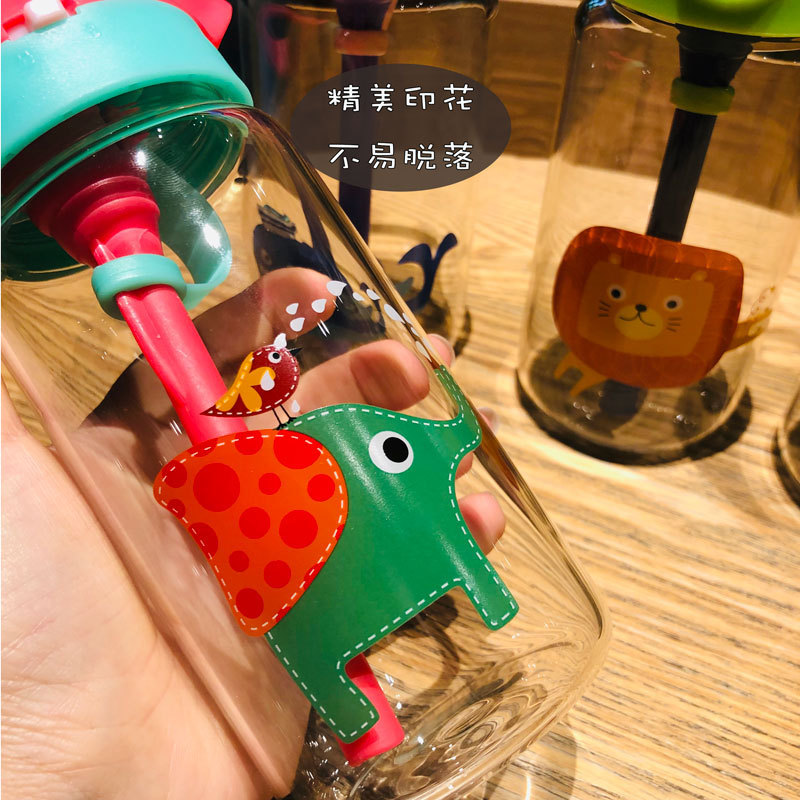 Little Handsome Children Cute Cartoon Glass Cup with Straw with Cup Cover Insulation Gift Cup Gift Wholesale