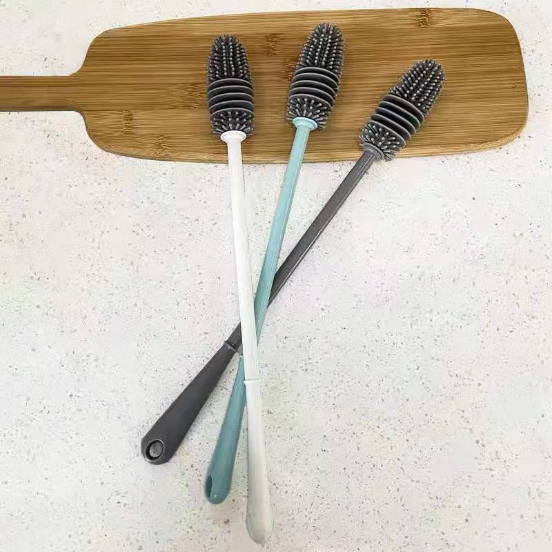 Long Handle Silicone Cup Brush Artifact Household Kitchen Cleaning Baby Bottle Brush Glass Cup Insulated Mug Brush