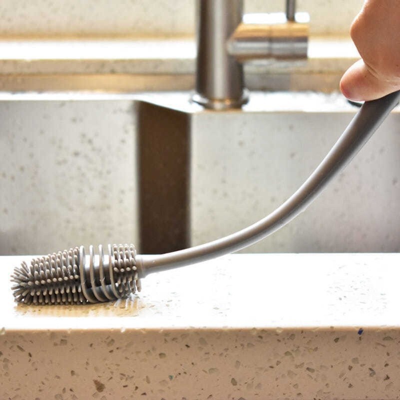 Long Handle Silicone Cup Brush Artifact Household Kitchen Cleaning Baby Bottle Brush Glass Cup Insulated Mug Brush
