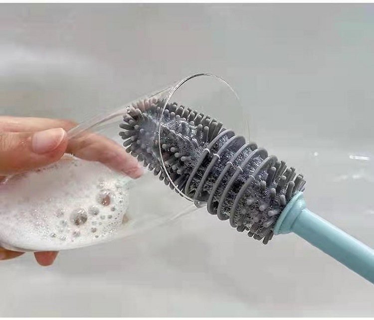 Long Handle Silicone Cup Brush Artifact Household Kitchen Cleaning Baby Bottle Brush Glass Cup Insulated Mug Brush