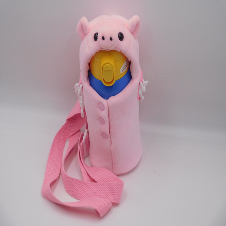 Currently Available Crossbody Plush Rabbit Cup Cover Cute Animal Heat Insulation Transparent Glass Cup Tube Universal