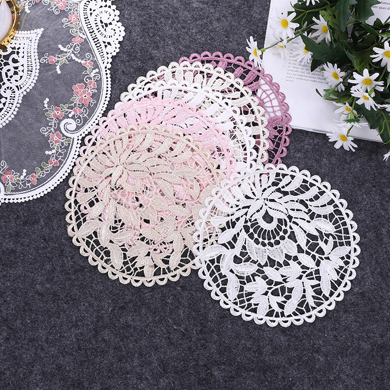 Lace Nordic Instagram Style Heat Insulation Decorative Pad Coffee Cup Mat Korean Fabric Craft Embroidered round Coaster Factory Direct Supply Lace Nordic Instagram Style Heat Insulation Decorative Pad Coffee Cup Mat Korean Fabric Craft Embroidered round Coaster Factory Direct Supply