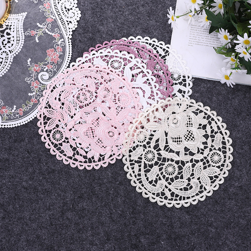 Lace Nordic Instagram Style Heat Insulation Decorative Pad Coffee Cup Mat Korean Fabric Craft Embroidered round Coaster Factory Direct Supply Lace Nordic Instagram Style Heat Insulation Decorative Pad Coffee Cup Mat Korean Fabric Craft Embroidered round Coaster Factory Direct Supply