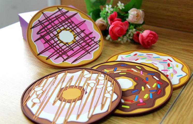 Creative and lovely donut heat insulation pad food-grade PVC soft plastic cup cushion environment-friendly wear-resistant meal pad Creative and lovely donut heat insulation pad food-grade PVC soft plastic cup cushion environment-friendly wear-resistant meal pad