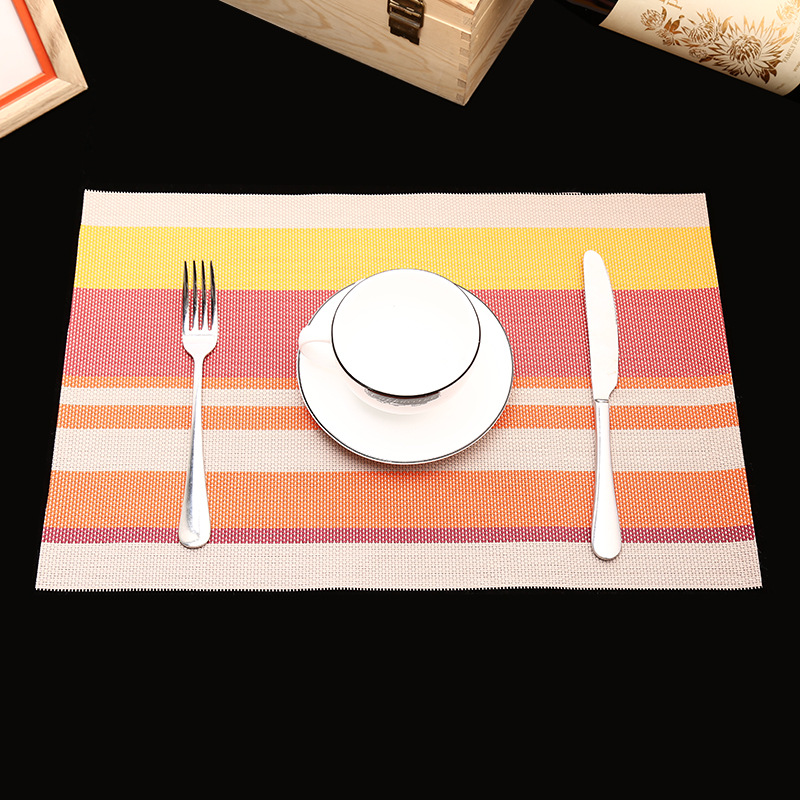 Manufacturer's direct selling hotel PVC braided heat insulation MATS for the comfort of western food pad. Manufacturer's direct selling hotel PVC braided heat insulation MATS for the comfort of western food pad.
