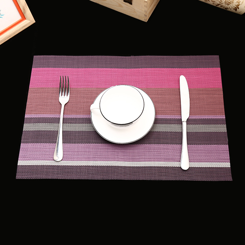 Manufacturer's direct selling hotel PVC braided heat insulation MATS for the comfort of western food pad. Manufacturer's direct selling hotel PVC braided heat insulation MATS for the comfort of western food pad.