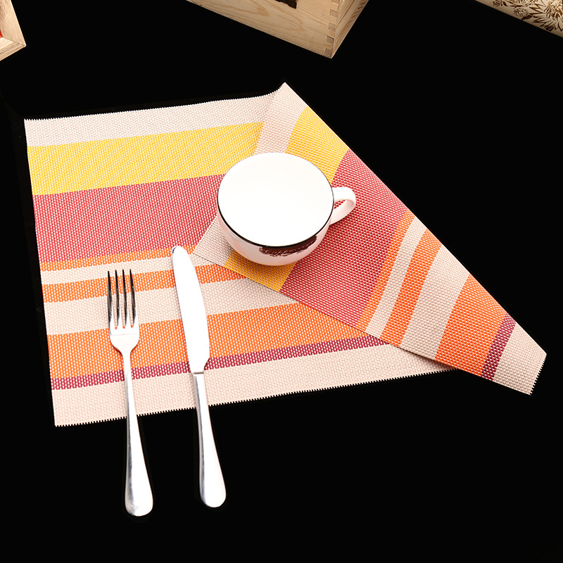 Manufacturer's direct selling hotel PVC braided heat insulation MATS for the comfort of western food pad. Manufacturer's direct selling hotel PVC braided heat insulation MATS for the comfort of western food pad.