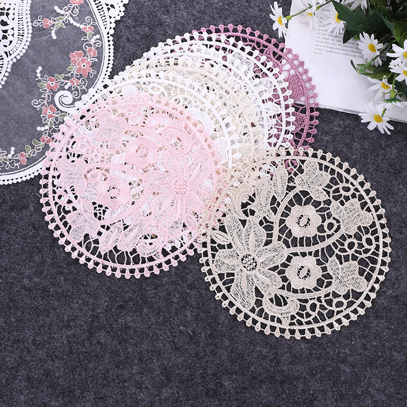 Lace Nordic Instagram Style Heat Insulation Decorative Pad Coffee Cup Mat Korean Fabric Craft Embroidered round Coaster Factory Direct Supply Lace Nordic Instagram Style Heat Insulation Decorative Pad Coffee Cup Mat Korean Fabric Craft Embroidered round Coaster Factory Direct Supply