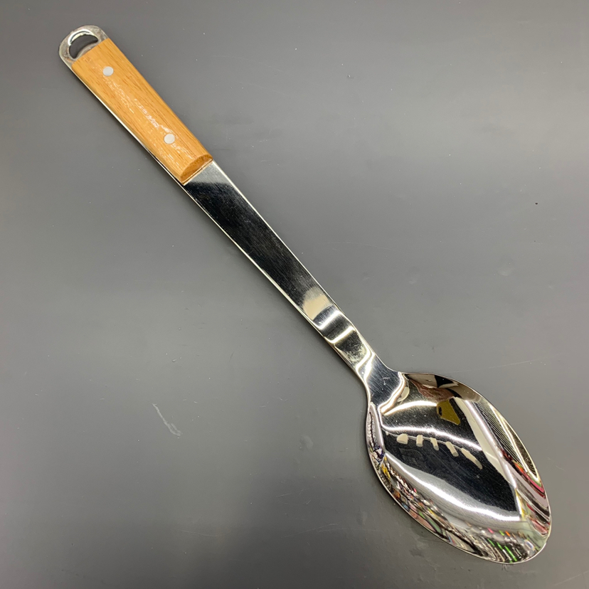 Stainless steel cooking spoon with oak handle kitchen utensils and appliances thickened stir - fry spatula set