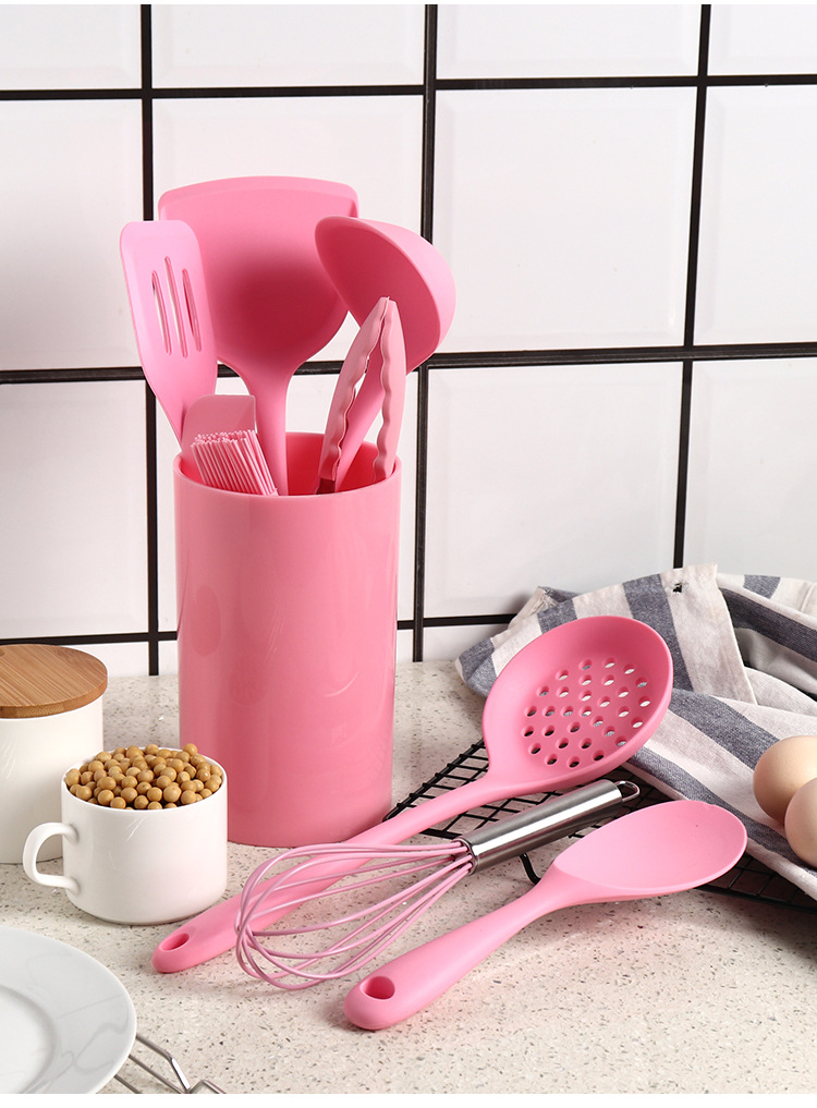 Gel Kitchen Ware Cooking Baking Suit NonStick Pan High Temperature Kitchen Household Spatula Spoon Food Clip Barrel