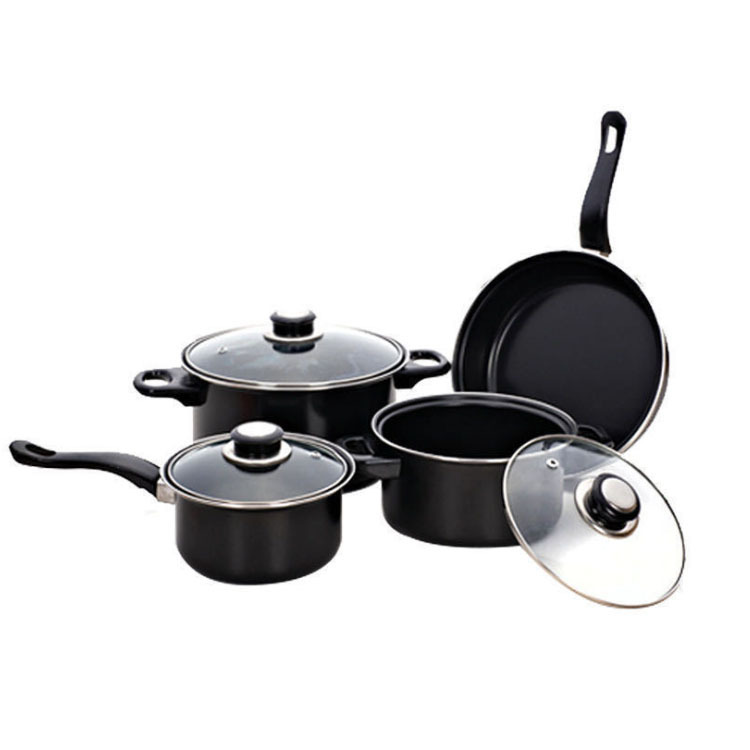 Hot Selling Foreign Trade Ten Three-Piece Pot Set Seven-Piece Pot Wok Flat Bottom Small Frying Pan Soup Pot Spatula Set
