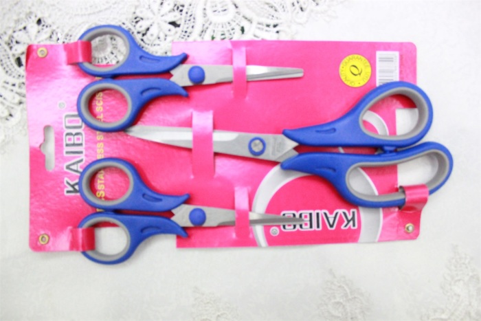 KAIBO5690-1-3pc color stainless steel scissor and Rubber scissors or Duck scissors KAIBO5690-1-3pc color stainless steel scissor and Rubber scissors or Duck scissors