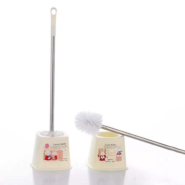 Cute bathroom toilet toilet brush stainless steel installation free long handle floor rack toilet plastic cleaning brush