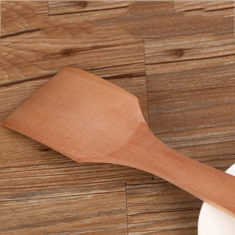 Long Handle Wooden Shovel Paint-Free Non-Stick Pan Dedicated Spatula Chinese Style Wooden Spoon Anti-Scald Wood Spatula Kitchen Supplies