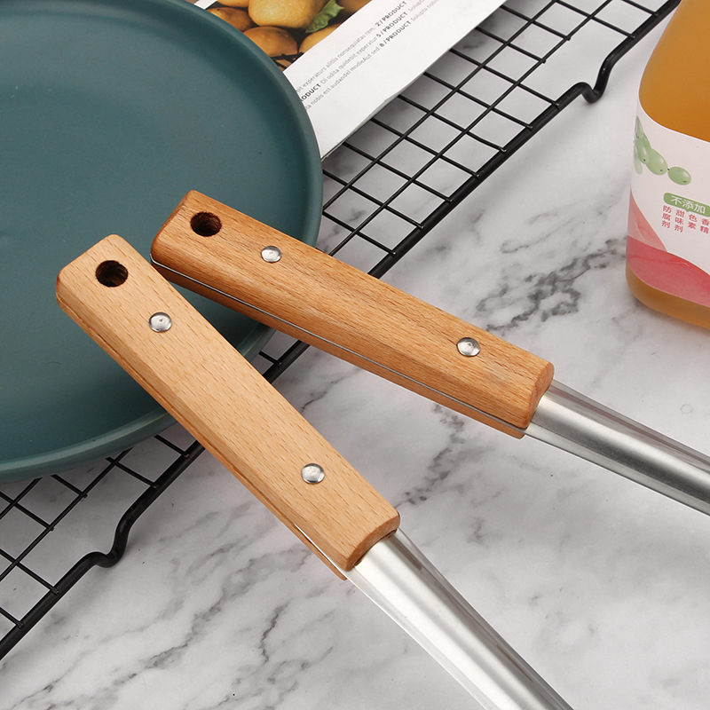 Two-Nail Wooden Handle Kitchenware Set 201 Stainless Steel Cooking Spatula Deepening Soup Spoon Soup Rice Spoon Cooking Ladel