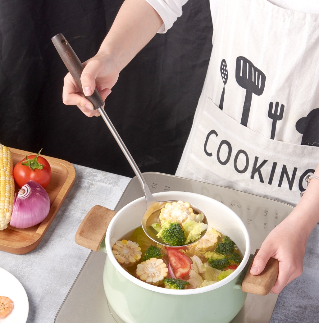 Stall Hot Sale Household Stainless Steel Spatula Kitchenware Set Beech Handle Spatula Colander Spatula Soup Spoon Slotted Turner Hot Pot