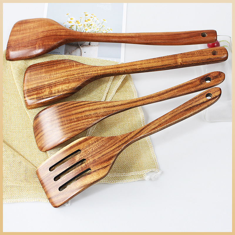 Solid Wood Spatula Full Set Non-Stick Spatula Spatula Acacia Mangium Primary Color Spatula Wholesale Wood Spatula Special for Cooking L