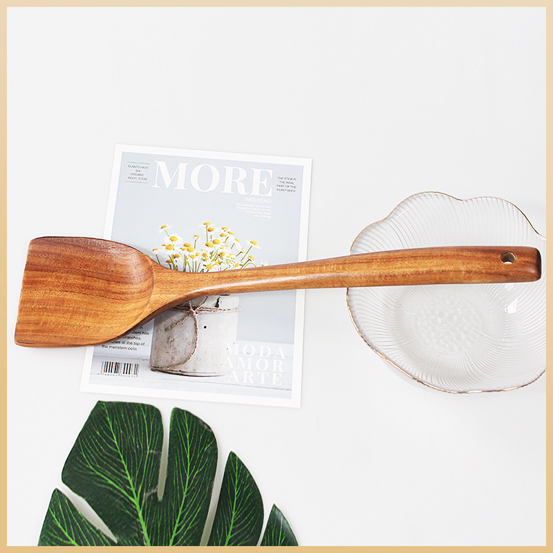 Solid Wood Spatula Full Set Non-Stick Spatula Spatula Acacia Mangium Primary Color Spatula Wholesale Wood Spatula Special for Cooking L