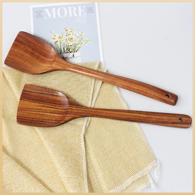 Solid Wood Spatula Full Set Non-Stick Spatula Spatula Acacia Mangium Primary Color Spatula Wholesale Wood Spatula Special for Cooking L